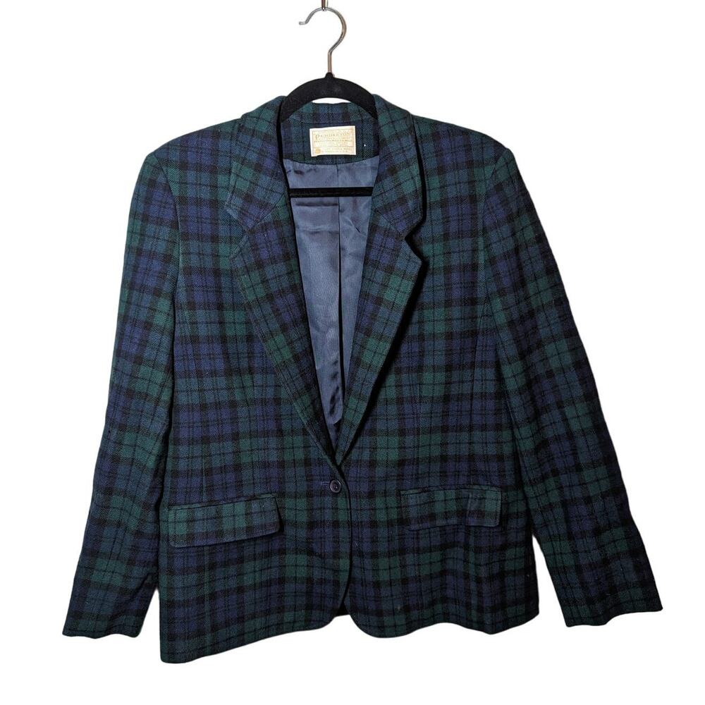 Vintage Pendleton Wool Green Tartan Blazer
